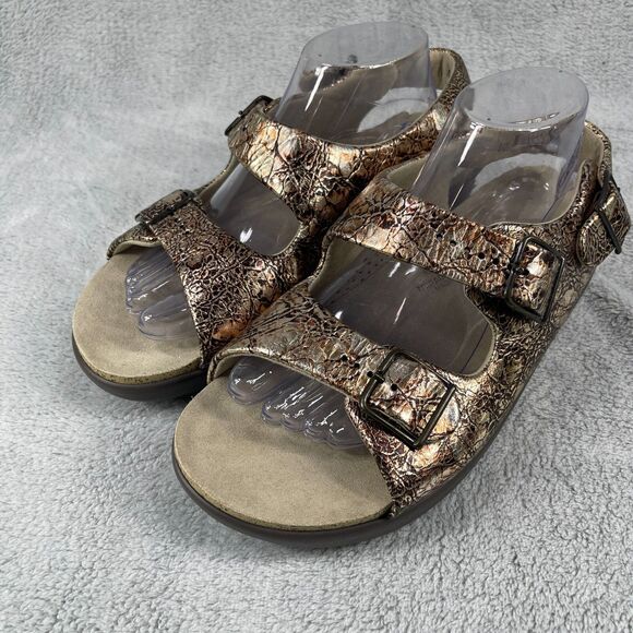 SAS Relaxed Heel Strap Walking Sandal Women's Size 10 M Metallic Gold